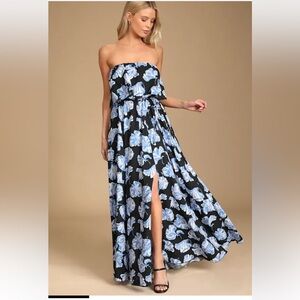 Blue and white floral maxi dress size large